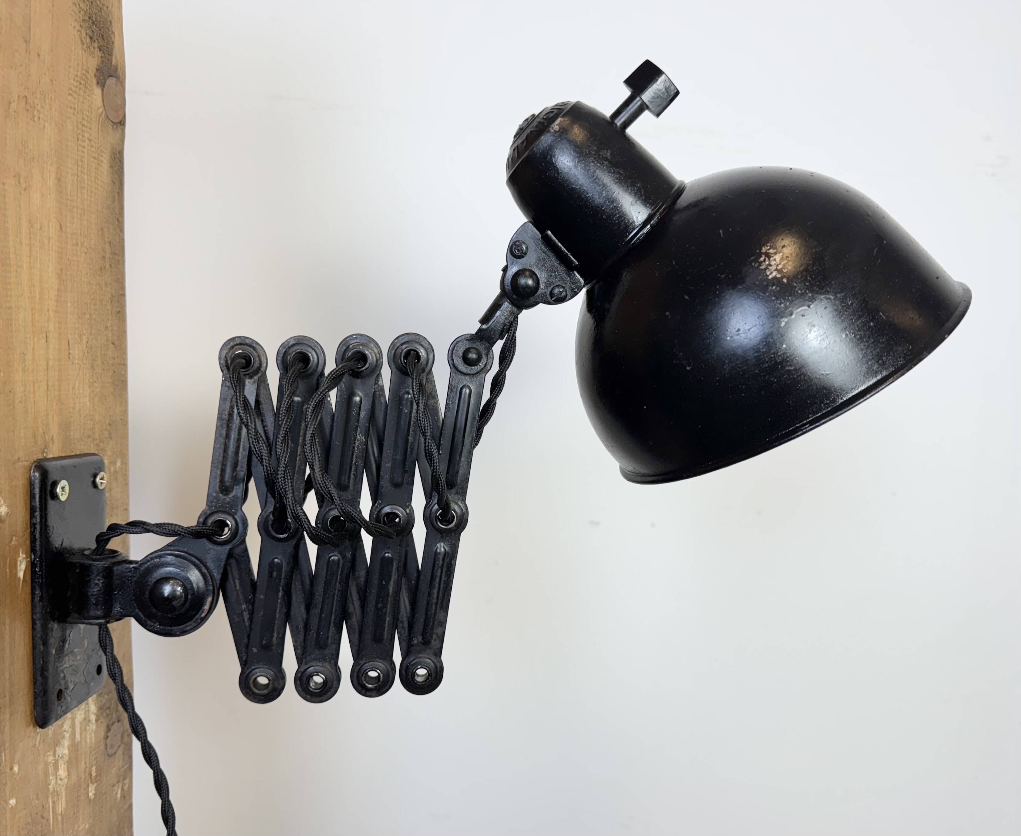 Black Industrial Bauhaus Scissor Wall Lamp from Kaiser Idell, 1930s
