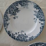 6 Flat plates MARIE lOUISE 353112 PLATES mill wolves faience blue