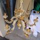 Lustre baroque Italien en bois et stuc doré 109 cm