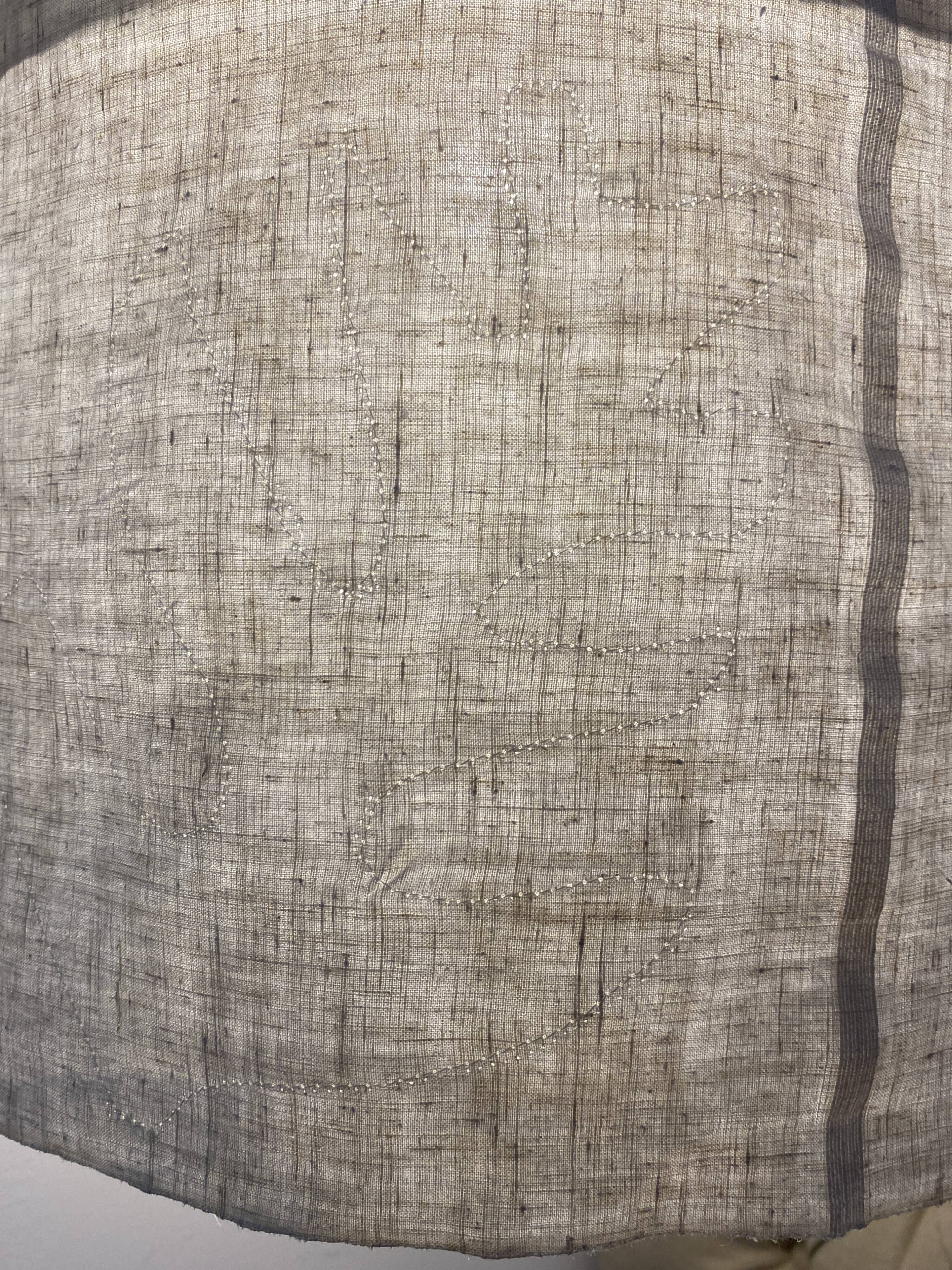 Old linen lampshade with monogram and fern by Henri Matisse