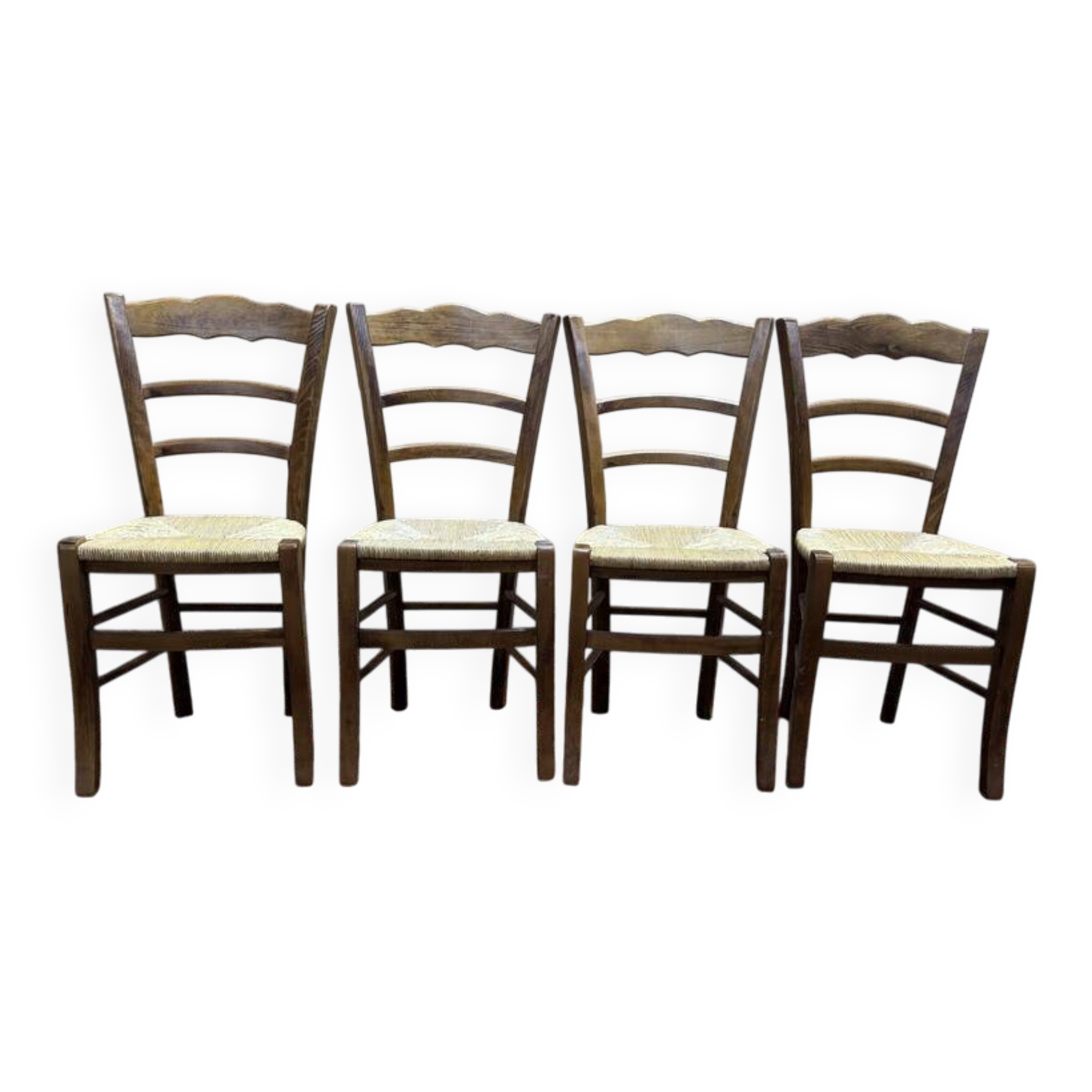 Série de 4 chaises paillées