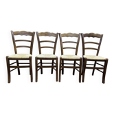 Série de 4 chaises paillées
