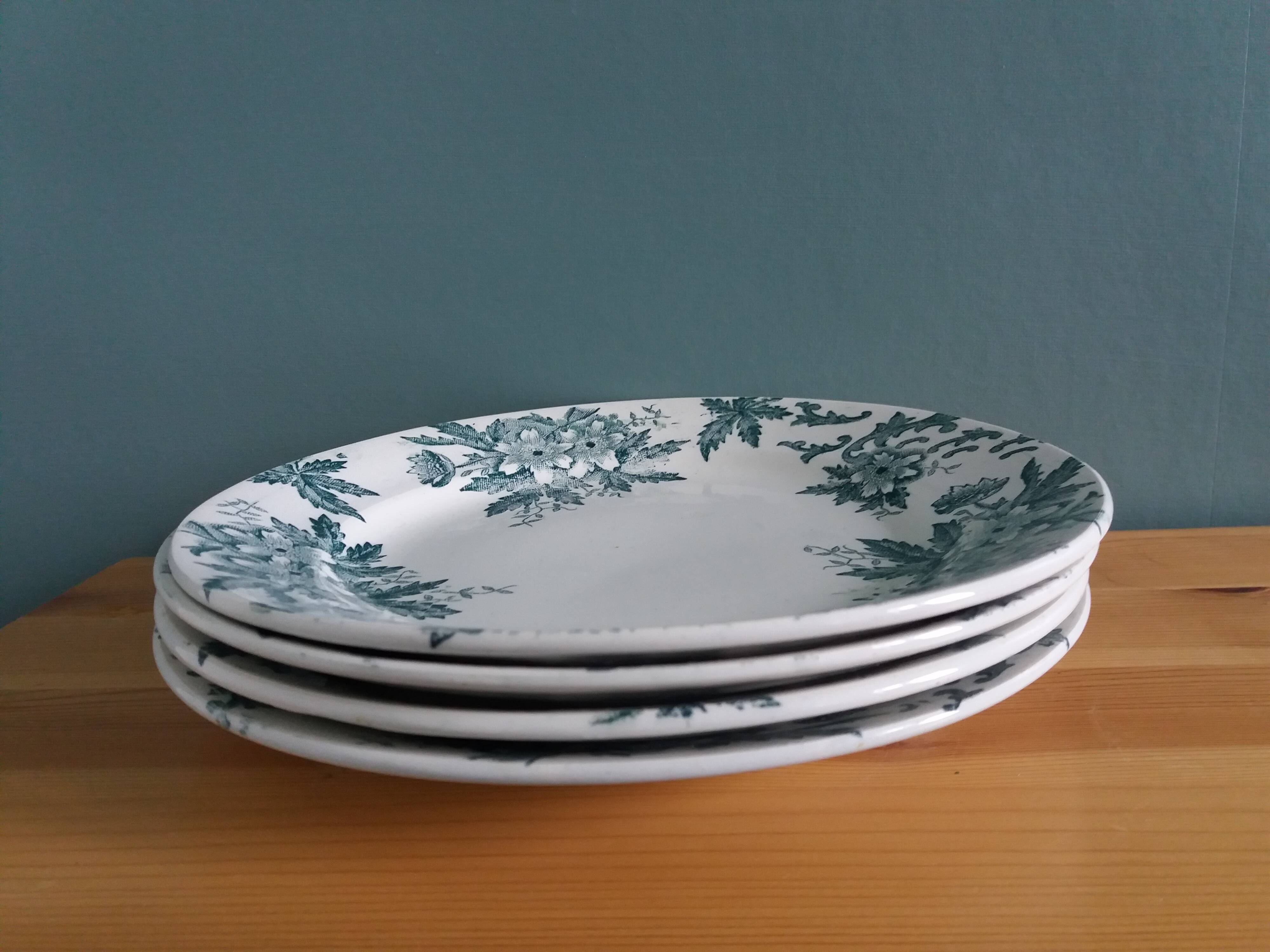 Assiettes Terre de fer Saint Amand décor Anémone