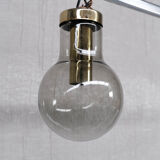 Smoked mid-century glass and brass pendant light by raak