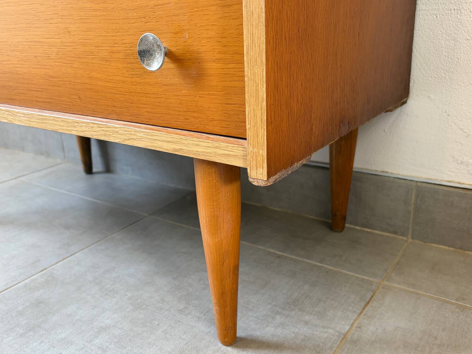 Vintage oak commode from the 1960s.