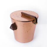 vintage ice bucket, copper ice bucket, wood handles, cooler, cooler