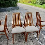 Set of 4 chairs and a pair of vintage eva armchairs by nils koefoed