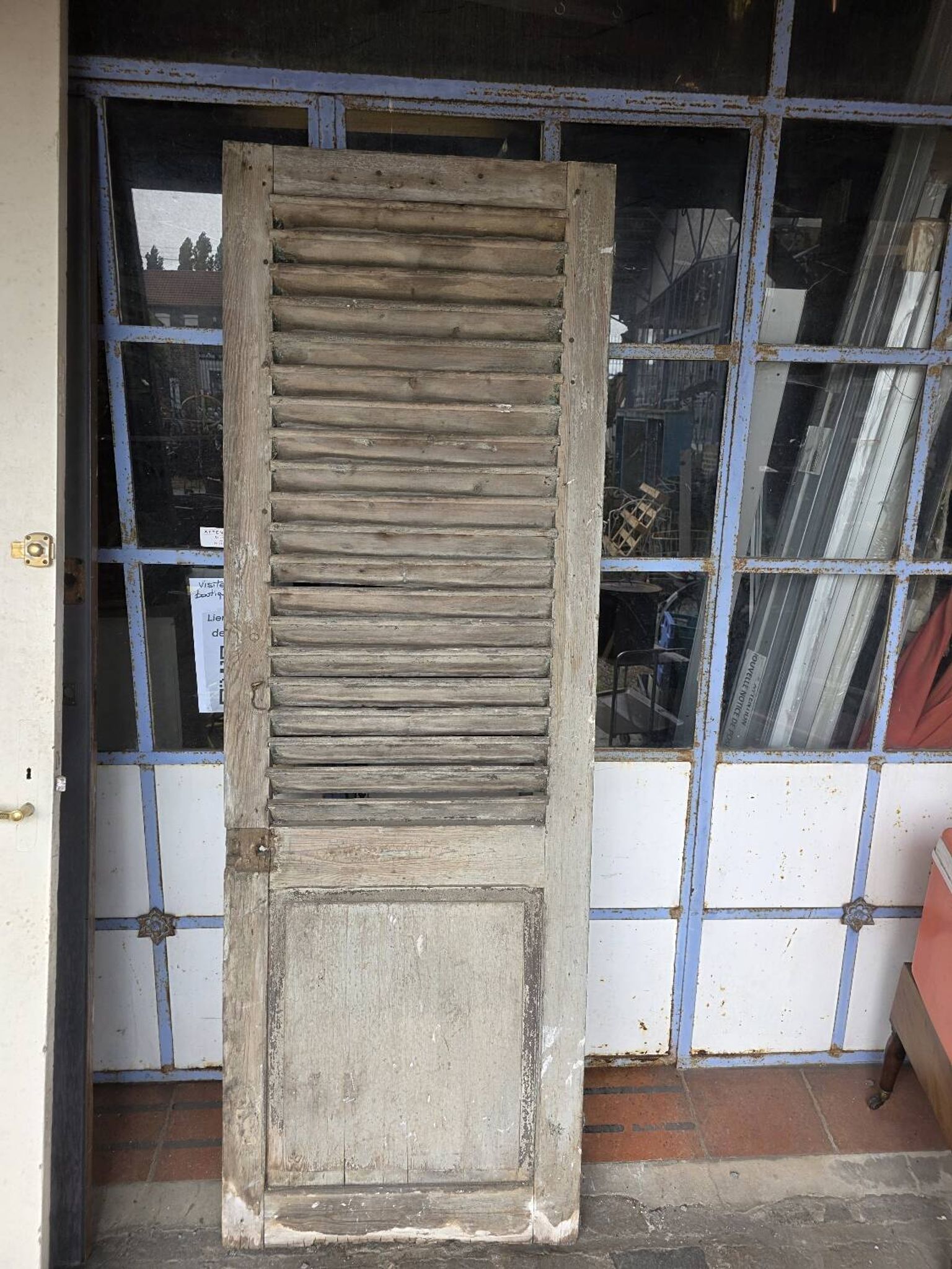 Old fir shuttered door