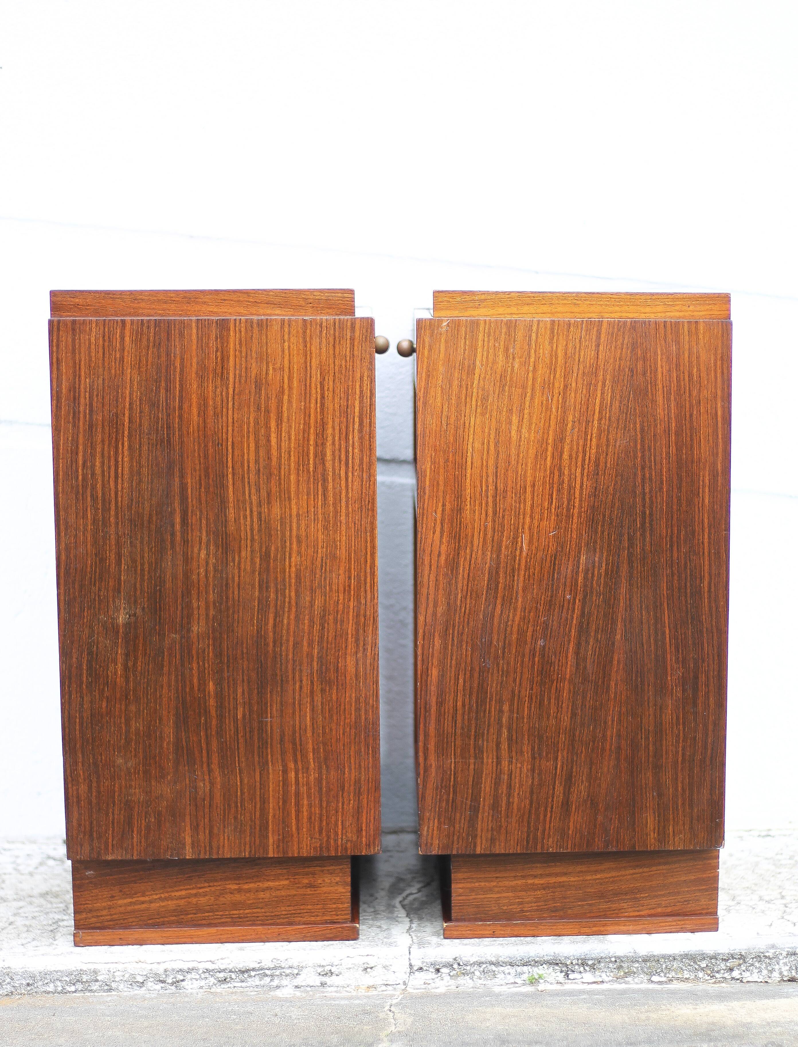 Pair of art deco nightstands, art deco wooden bedside tables, can end
