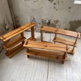 Trio d'étagères constructivistes en pin style Regain