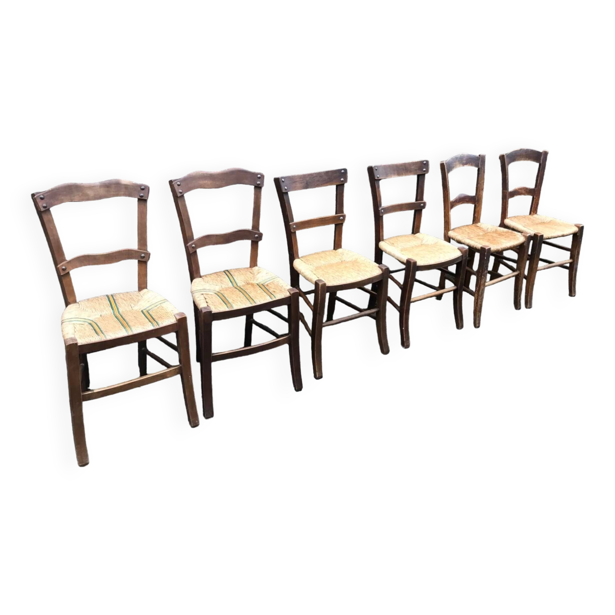 Set of 6 straw bistro chairs