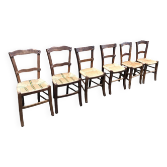 Set of 6 straw bistro chairs