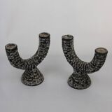 Pair of Fat Lava Candlesticks