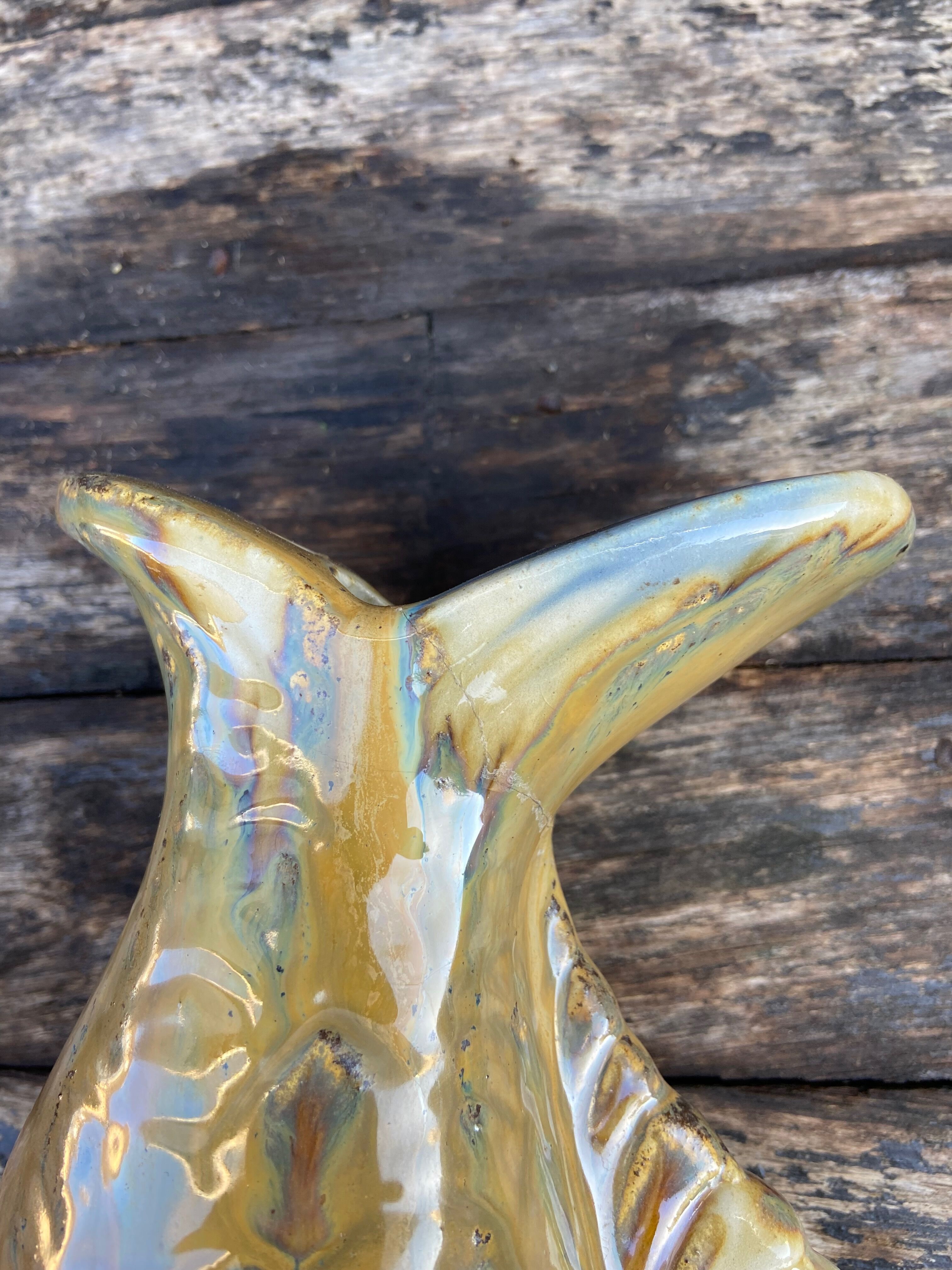 Vase pique flower in faience-fish-60s