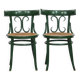 Set of 2 Green Vintage Bistro Chairs with Woven Reed Seats
