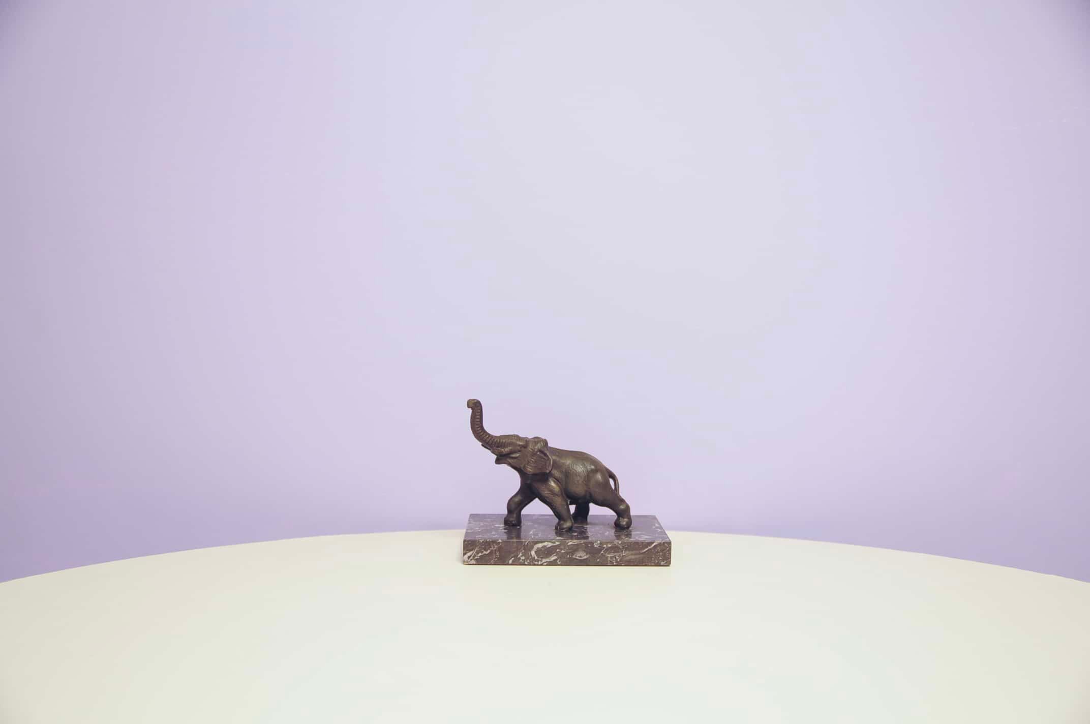 Black Marble Bookend Elephant