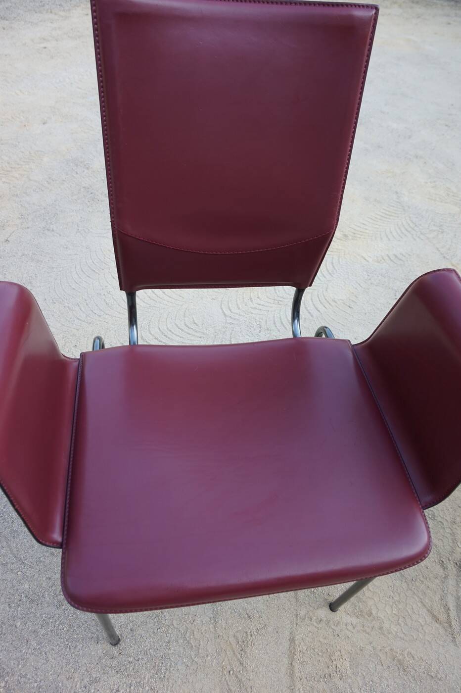 Ross Littell for Matteo Grassi Armchairs Bordeaux Leather & Steel, set of 2