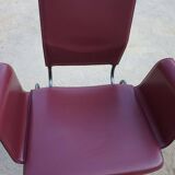 Ross Littell for Matteo Grassi Armchairs Bordeaux Leather & Steel, set of 2