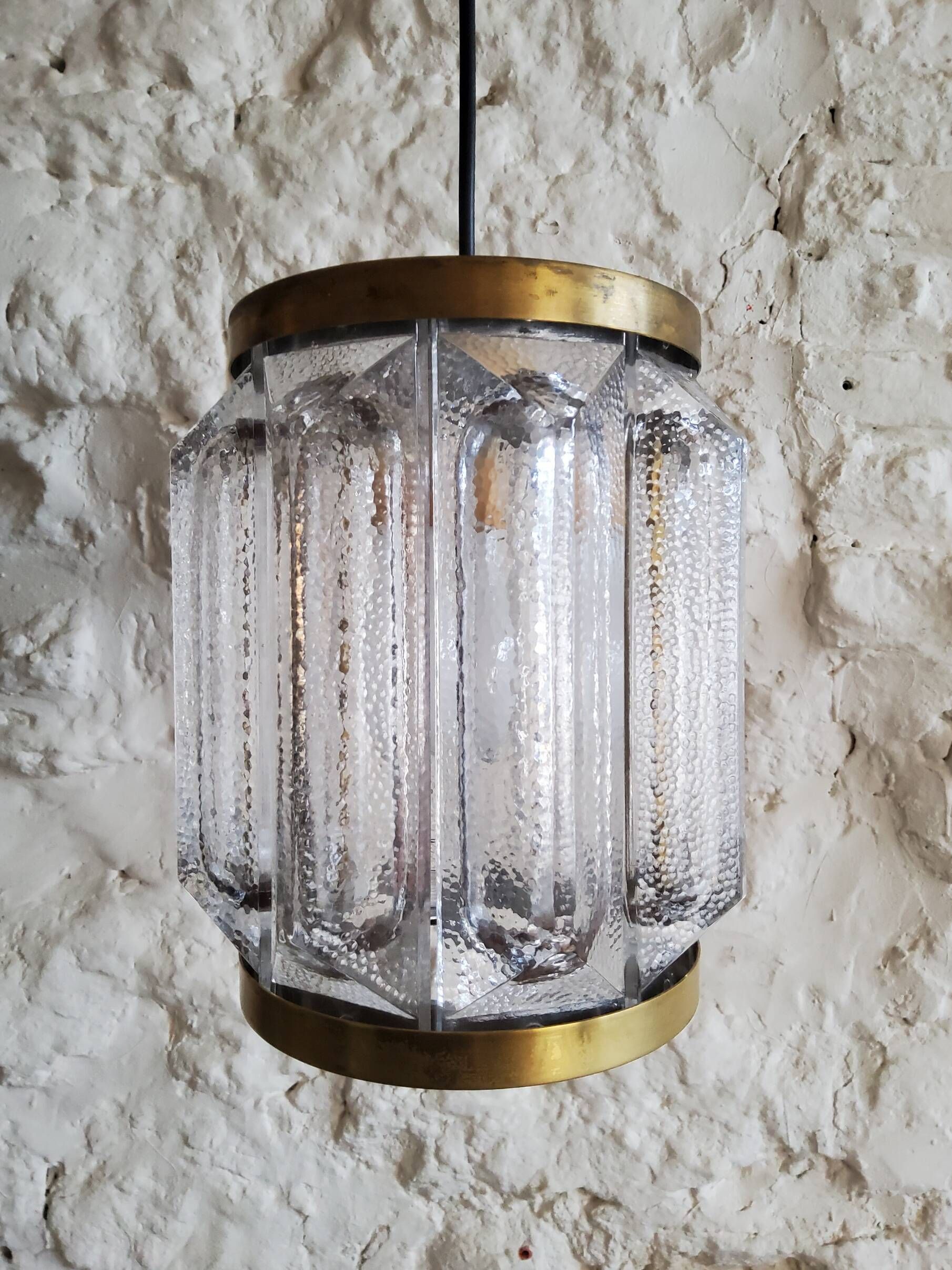 Scandinavian brass and glass pendant for Reijmyre by Paul Kedelv