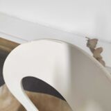 Baumann bistrot mouette chair in white wood and yellow velvet