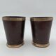 Pair of Painted Tin and Brass Planters, Decorated with Bucolic Landscapes,