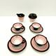 Set of Four Ceramic Coffee Cups by Baldelli with Milk Jug and Sugar Bowl, Italy