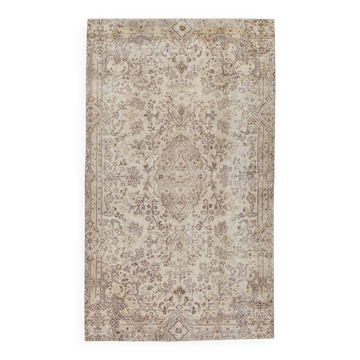 5x9 Vintage Brown Cream Classic Turkish Rug, 165x284Cm