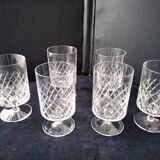 6 Verres à eau ou grands verres à vin Cristallin  Décor croisillons