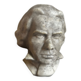 Beethoven bust in stone stamped Faglin