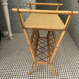 Rattan side table magazine rack
