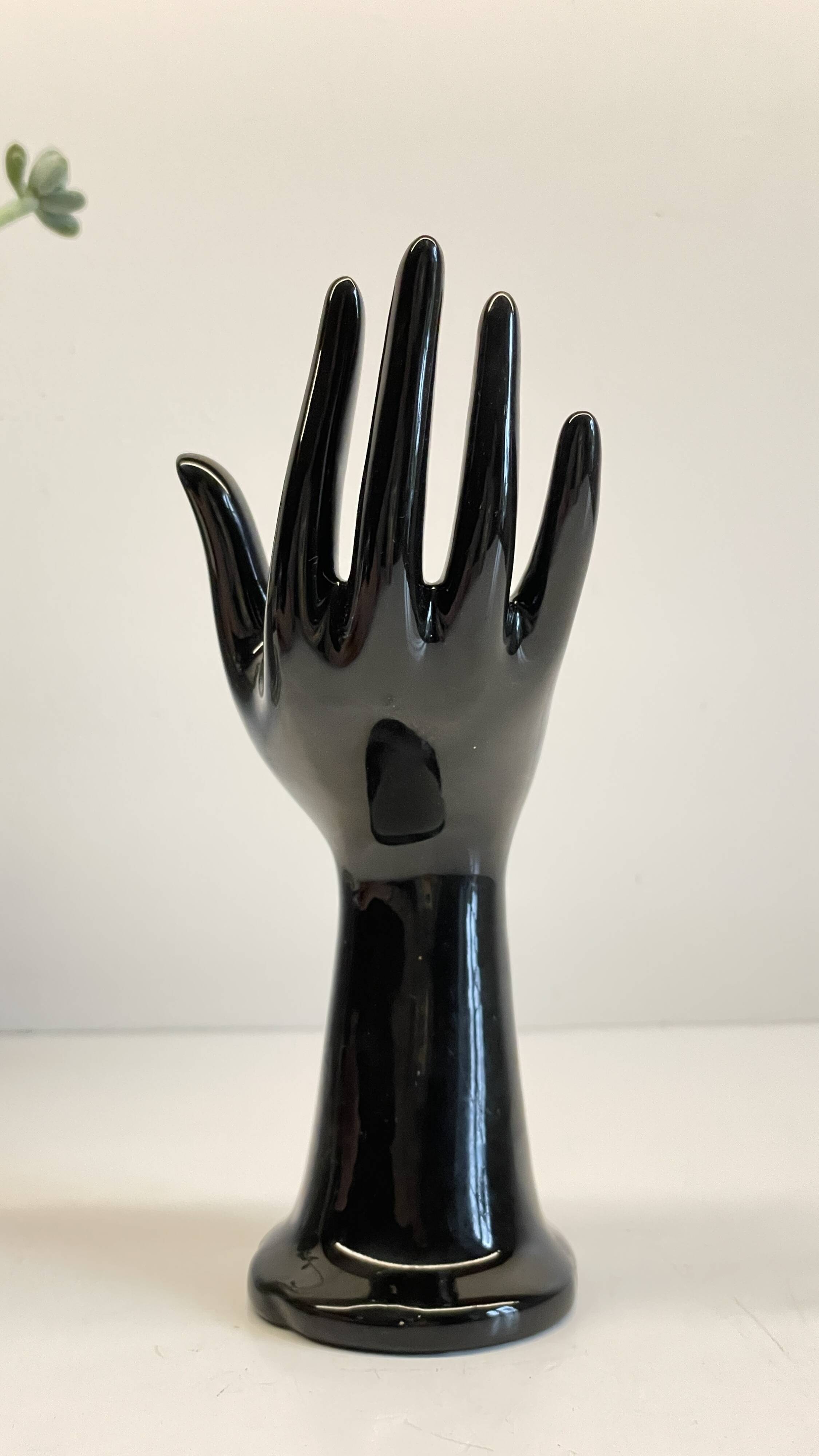 Handmade vintage black ceramic ring sizer vase