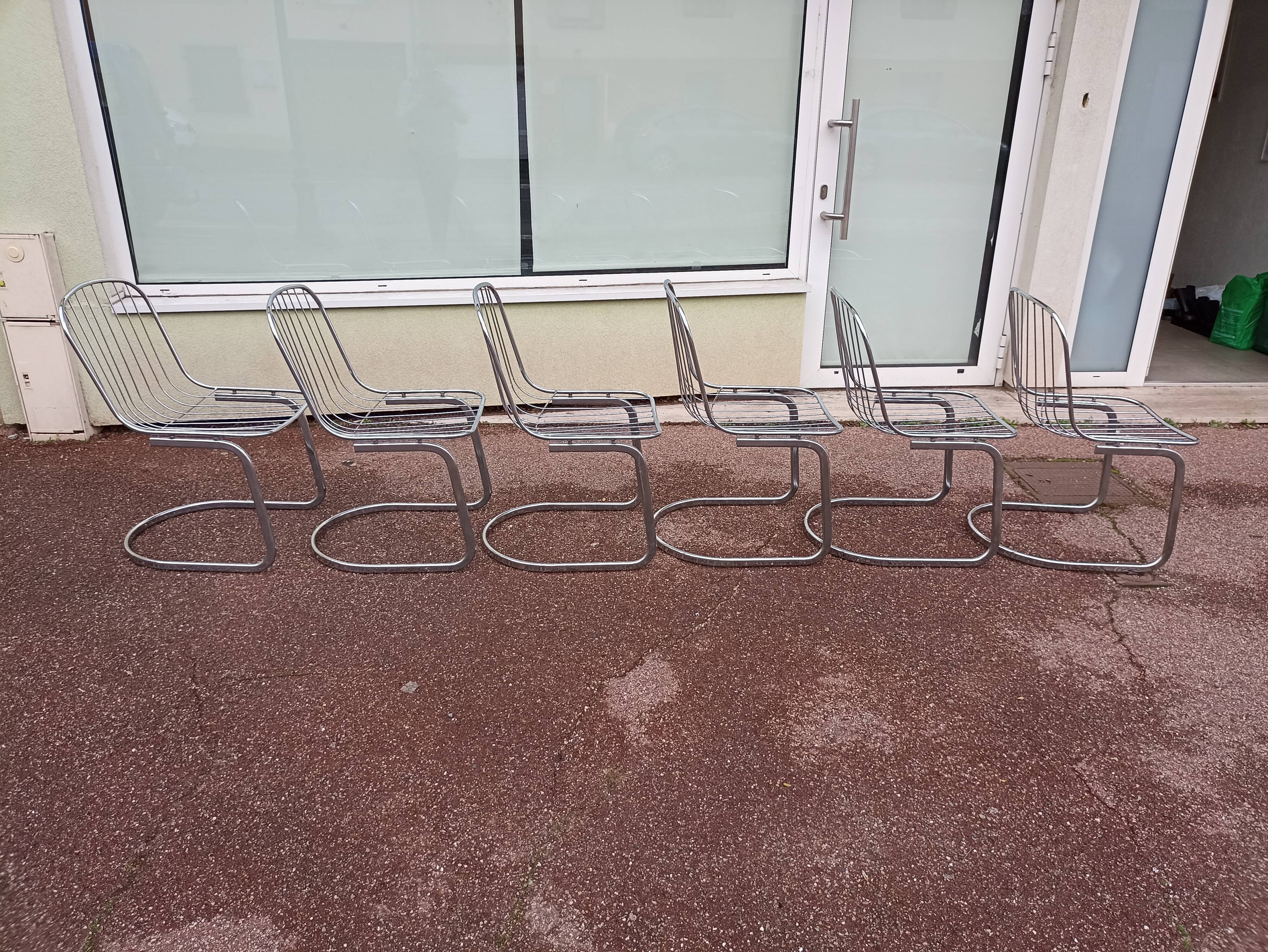 Set of 6 chrome chairs
