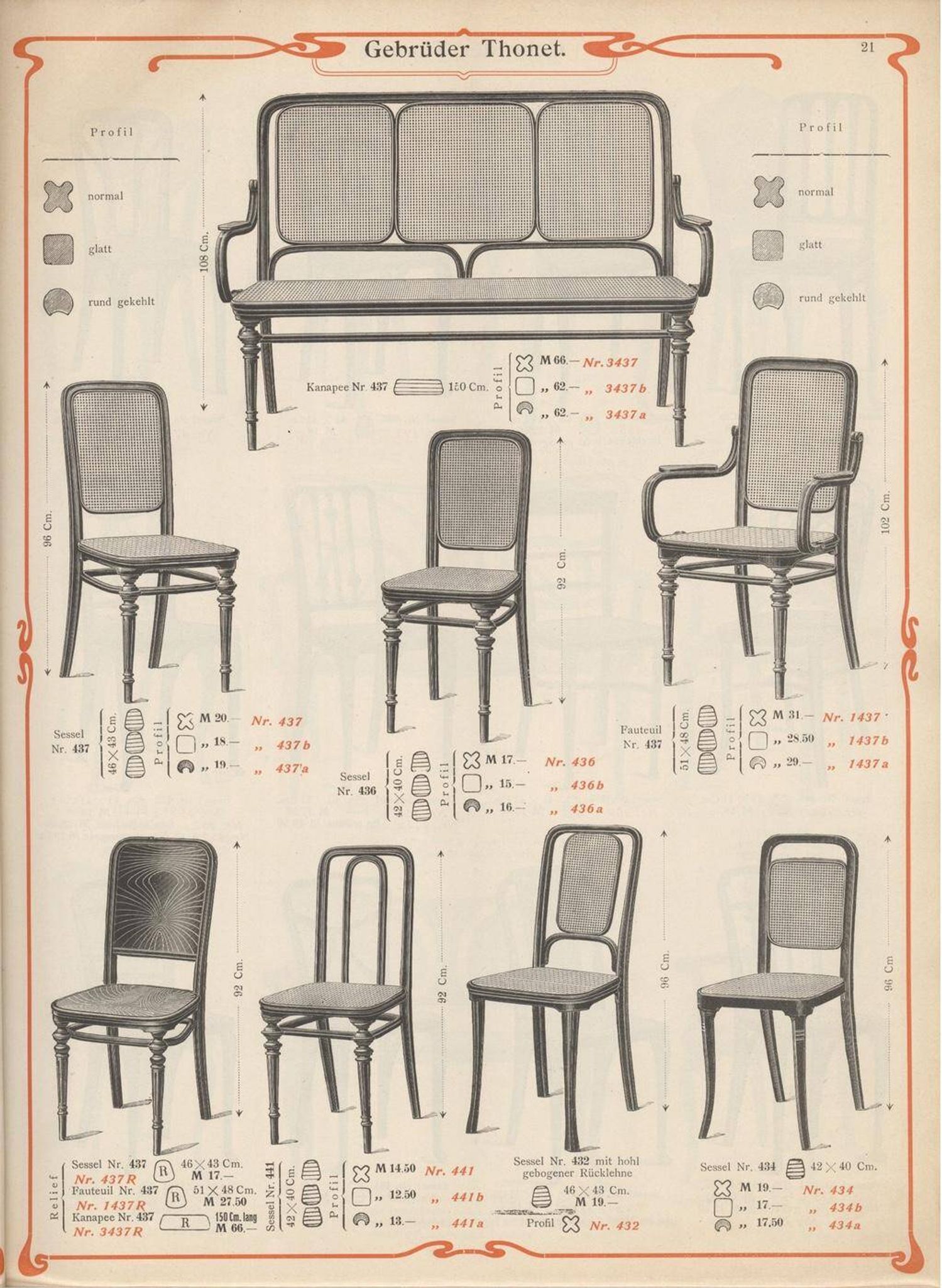 Chaise de salle à manger Sécession n°437 par Thonet