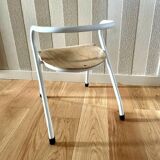 Chaise d'écolier enfant HITIER vintage bois & blanc