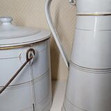 Enamelled pitcher and bucket