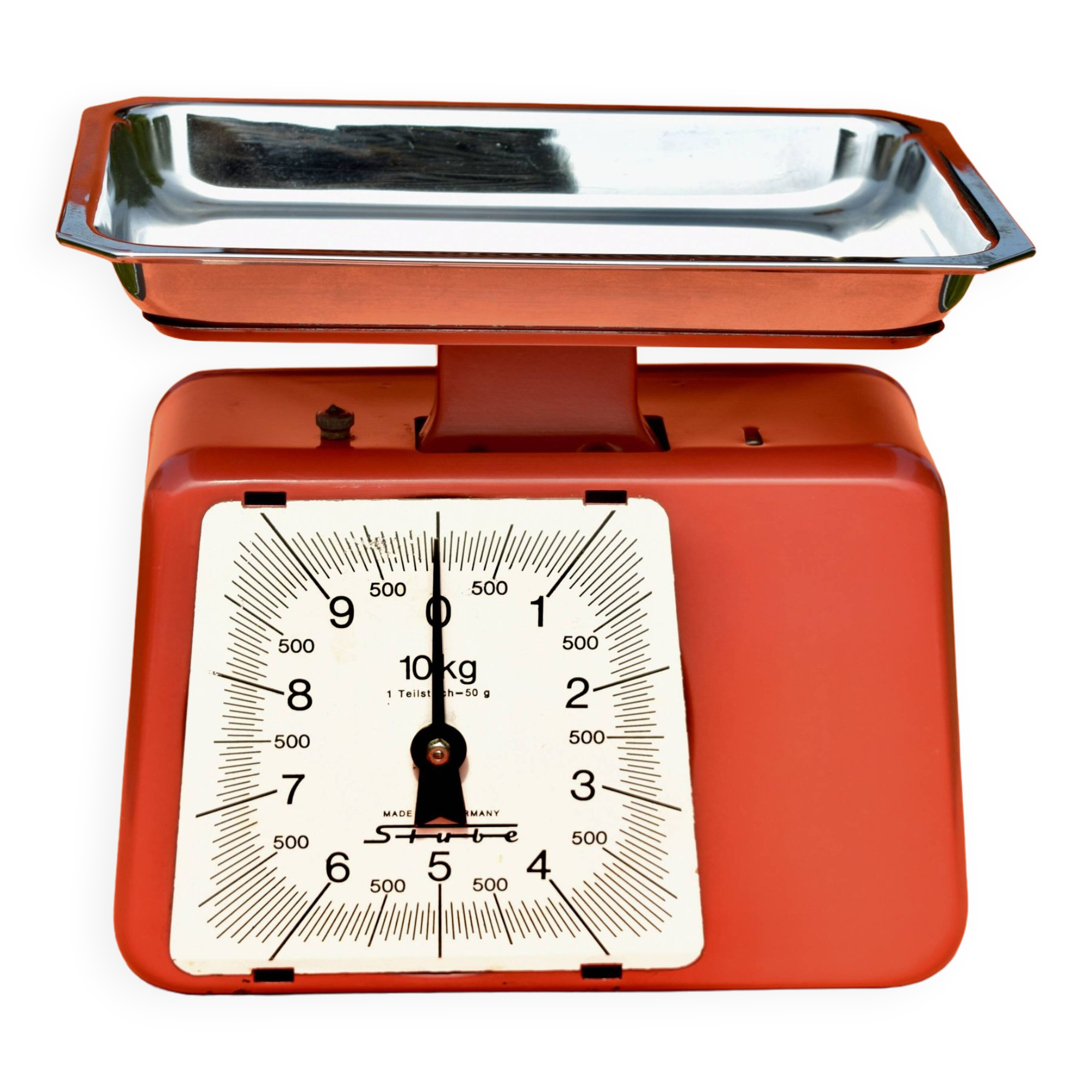 Stube - vintage household scale in red painted metal - force 10