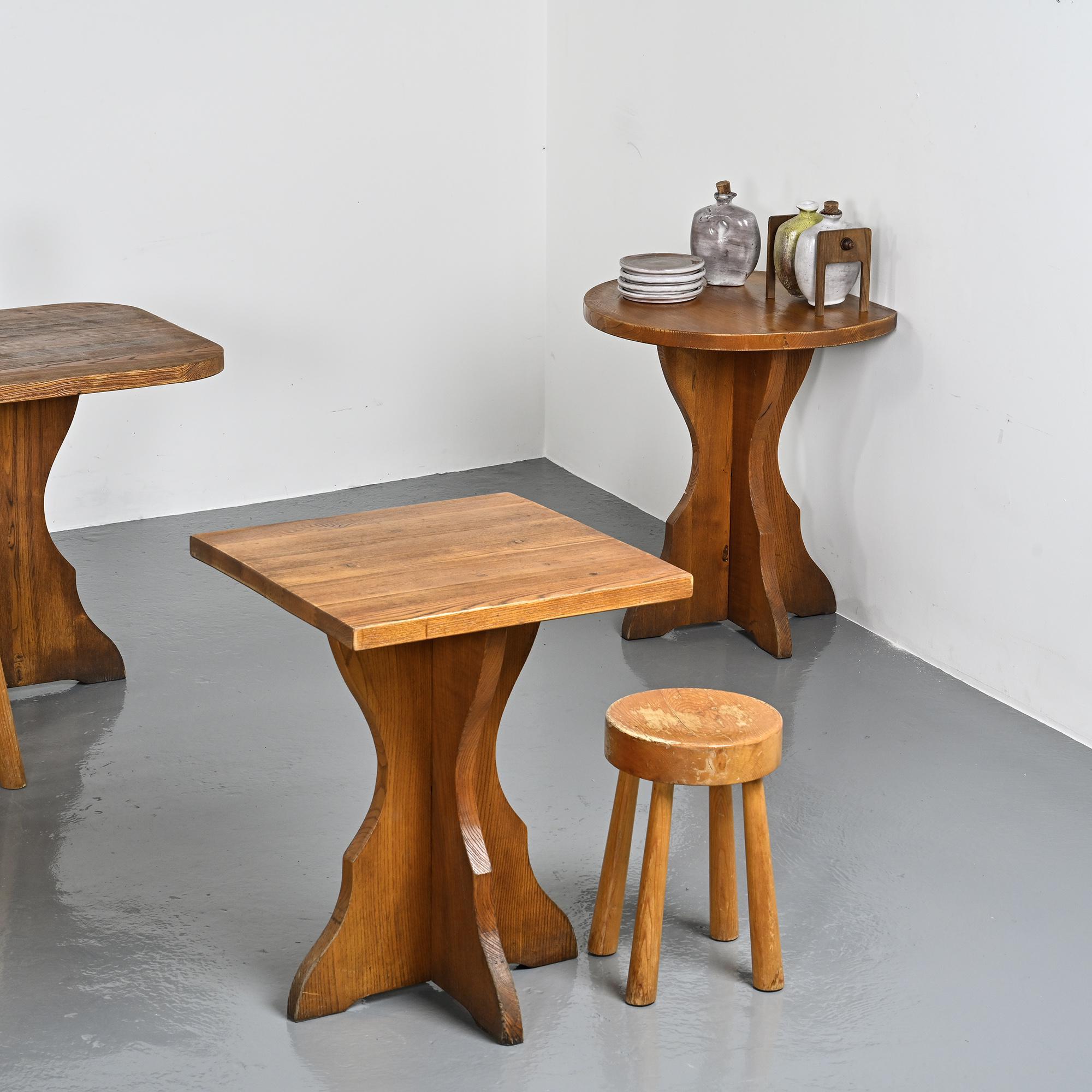 Wall-mounted table in solid wood, French Alps, around 1970.