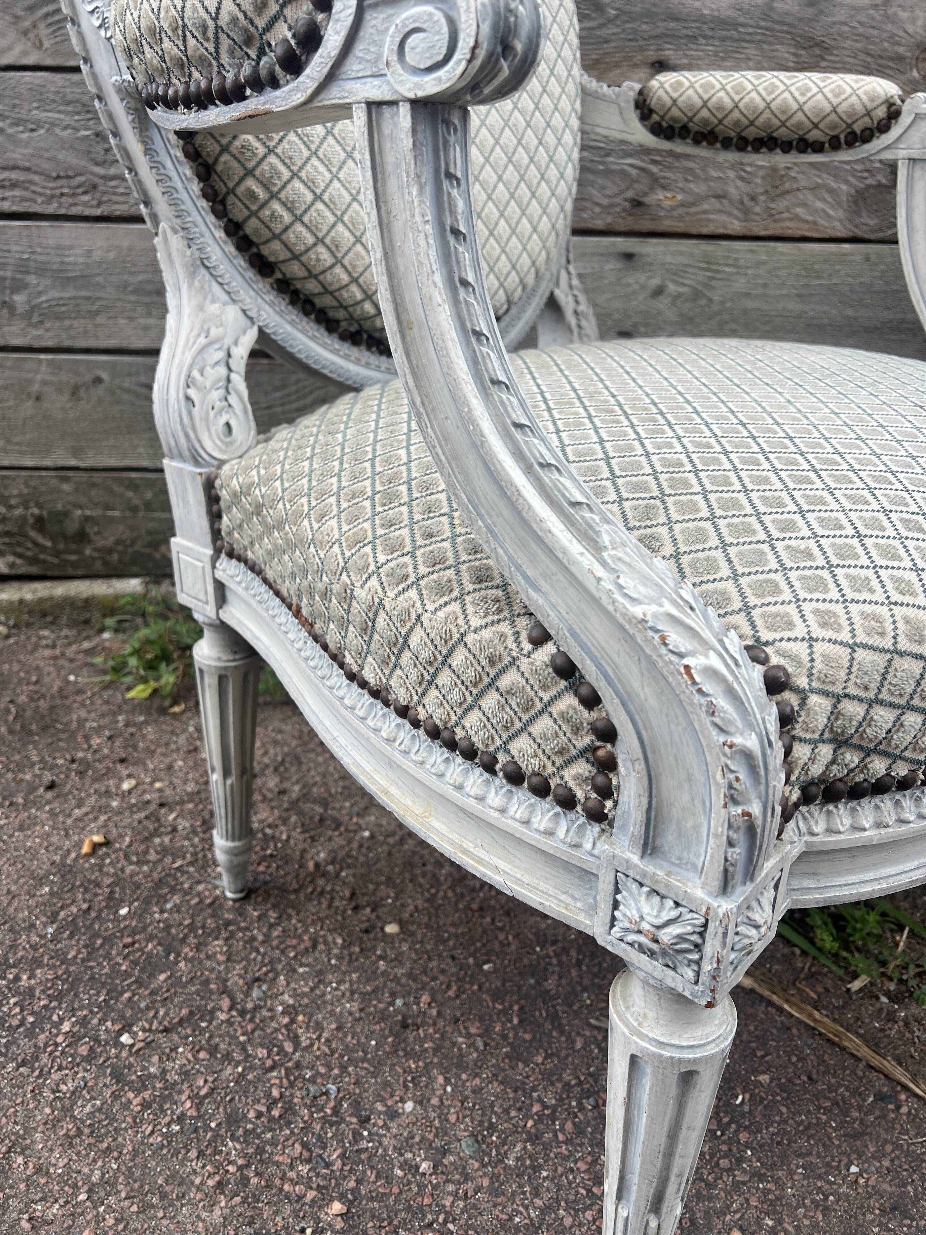 Pair of Louis XVI style armchairs