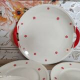 Dessert service 11 pieces in beige Bavaria porcelain with small orange flowers