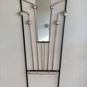 Wall-mounted coat rack with 8 hooks, vintage 50/60