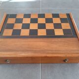 Jeu de jacquet, backgammon, dames en coffret ancien