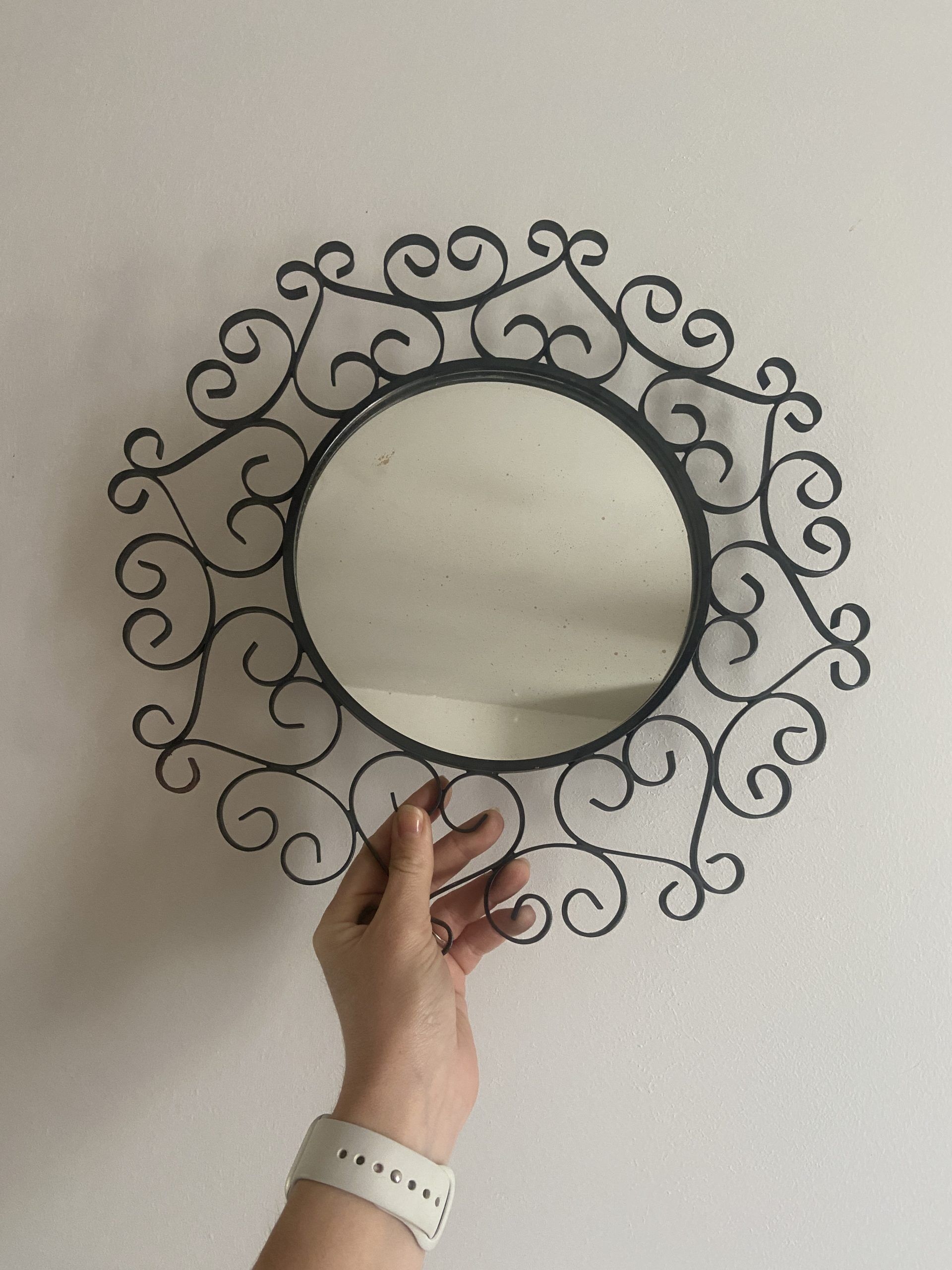 Miroir en fer forgé noir chaty vallauris années 50