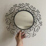 Miroir en fer forgé noir chaty vallauris années 50