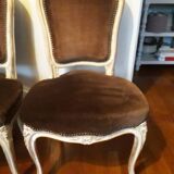 A pair of Louis XV style armchairs in wood and velvet fabrics