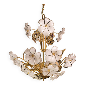Charming Murano Candlestick White Flowers, 1970