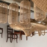 Rattan pendant lamp or light in the shape of an Asian lantern