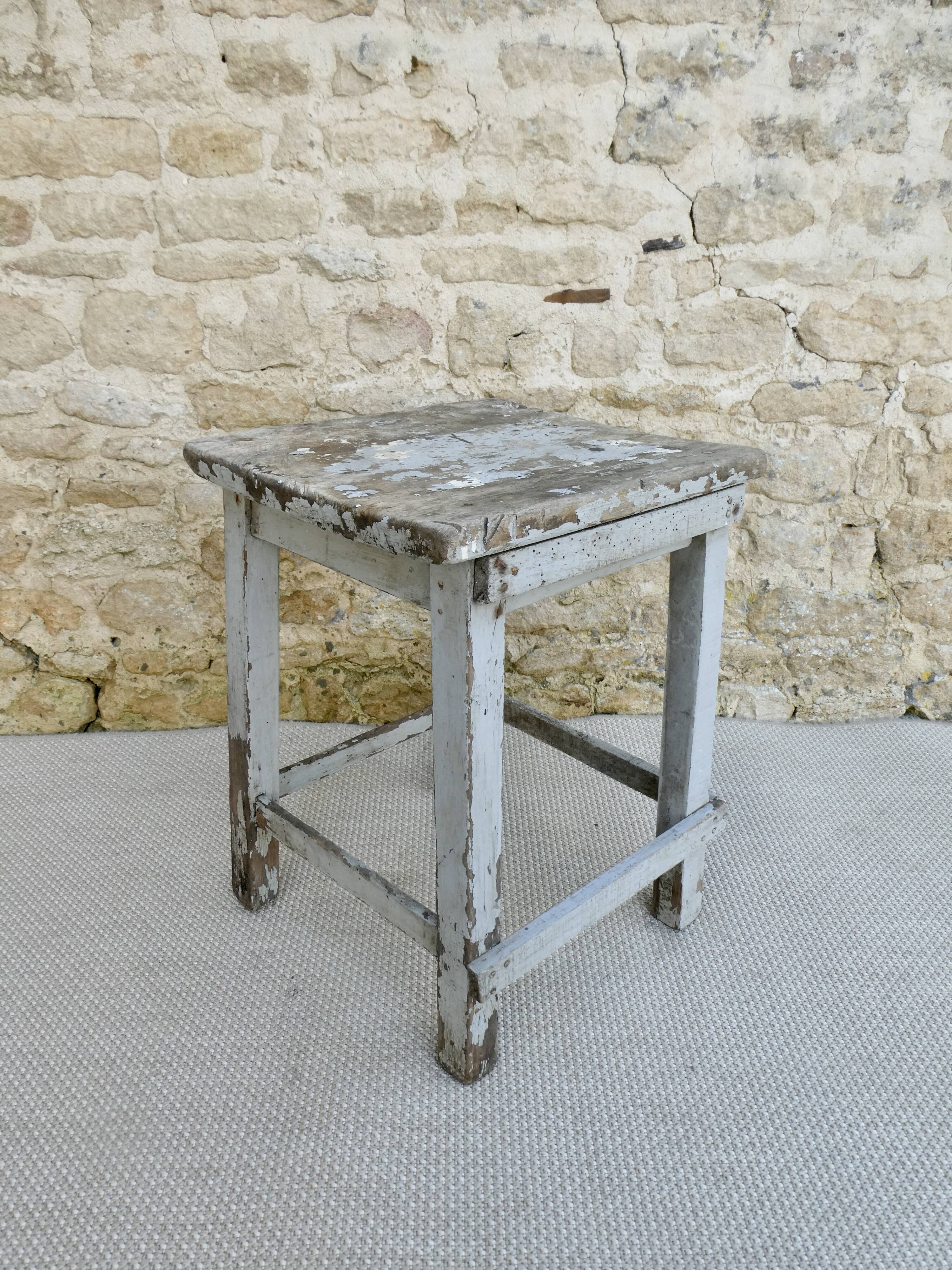 Wooden workshop stool, original color