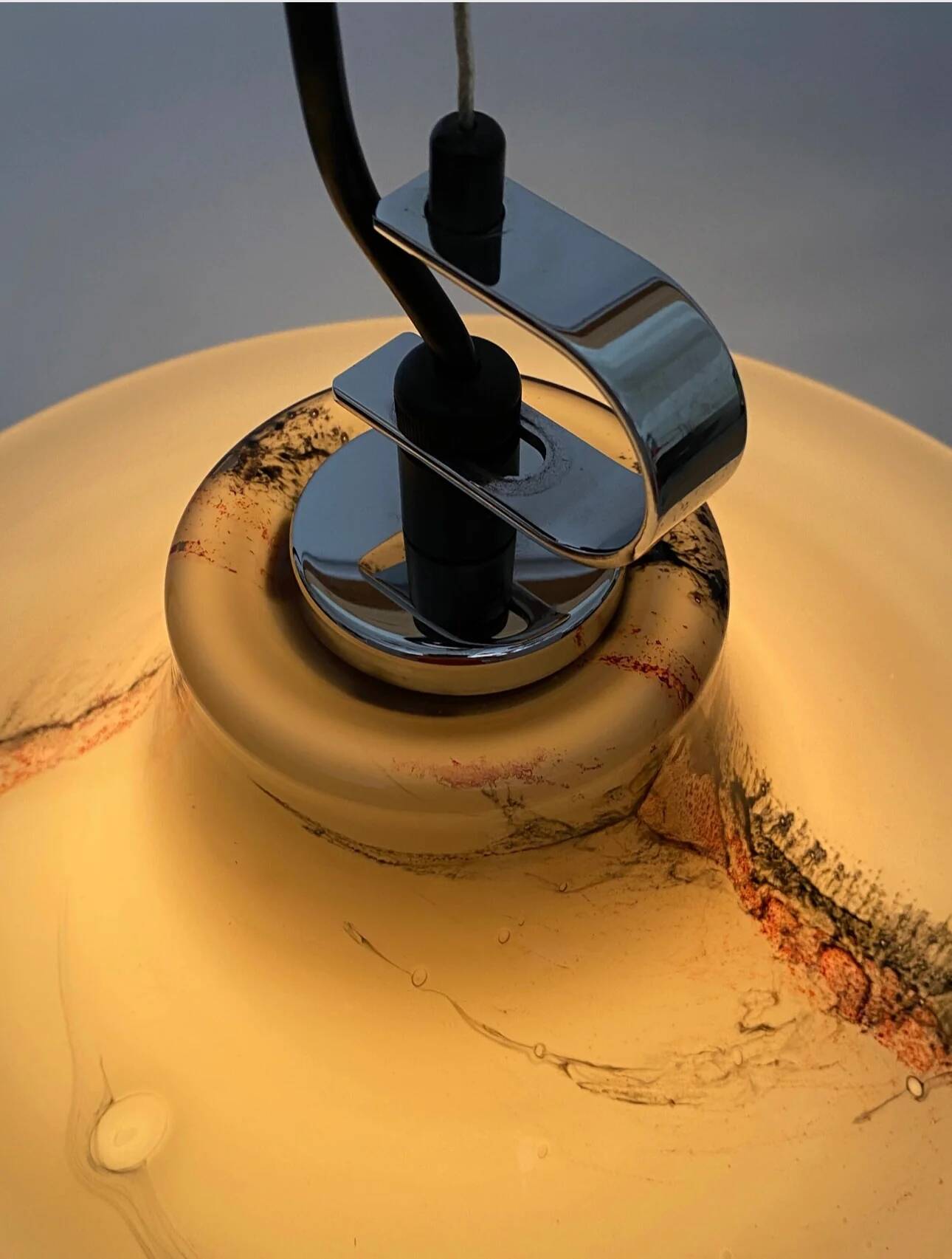 Large 'Cirrus' brown glass UFO suspension by Peill and Putzler XL 1970