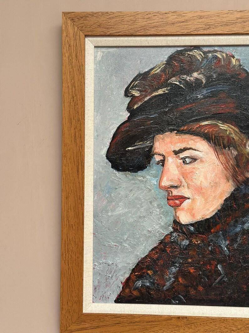 Huile sur panneau suédoise du milieu du siècle – « Femme » par un artiste inconnu