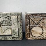 Pair of Troika Cornwall English ceramic cube vases by Linda Hazel and Avril Bennet, 1970